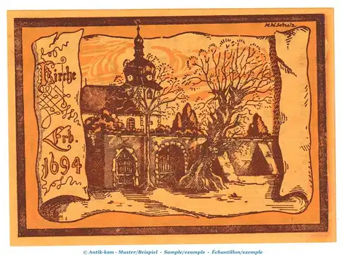 Notgeld Dorfgemeinde Oppurg 1023.1.a , 50 Pfennig Nr. 1 o.Drfa. in kfr. von 1921 , Thüringen Seriennotgeld