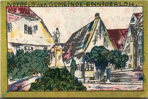Notgeld Ennigerloh , 1 Mark Schein  Nr 1 , Kn rot , Mehl Grabowski 338.2 D , von 1921 , Westfalen Seriennotgeld