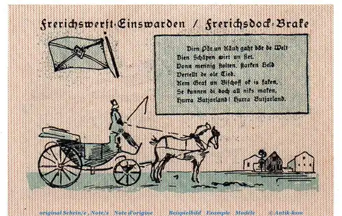 Notgeld J. Frerichs Einswarden 316.2 , 50 Pfennig Nr 5 Wellen in kfr. von 1921 , Niedersachsen Seriennotgeld