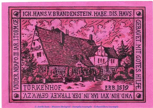 Notgeld Dorfgemeinde Oppurg 1023.1.c , 50 Pfennig 97x64 o.Drfa. in kfr. von 1921 , Thüringen Seriennotgeld