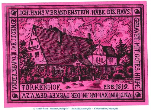 Notgeld Dorfgemeinde Oppurg 1023.1.a , 50 Pfennig Nr.2 o.Drfa. in kfr. von 1921 , Thüringen Seriennotgeld