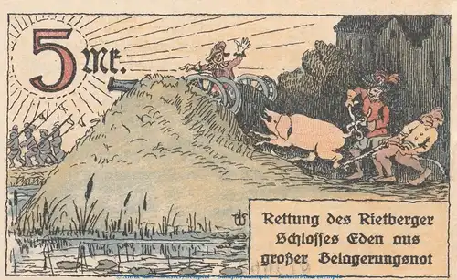 Notgeld Stadt Rietberg 1123.1 , 5 Mark Schein in kfr. von 1921 , Westfalen Seriennotgeld