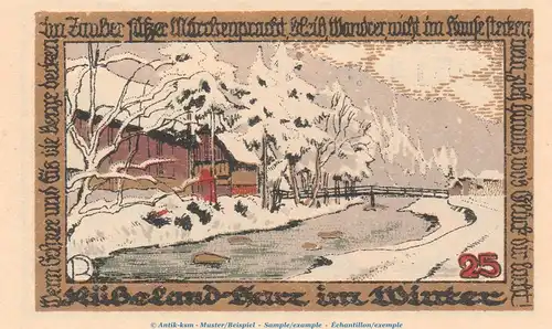 Notgeld C. Pieper Rübeland 1147.1.b , 25 Pfennig Schein Nr.1 in kfr. von 1921 , Sachsen Anhalt Seriennotgeld