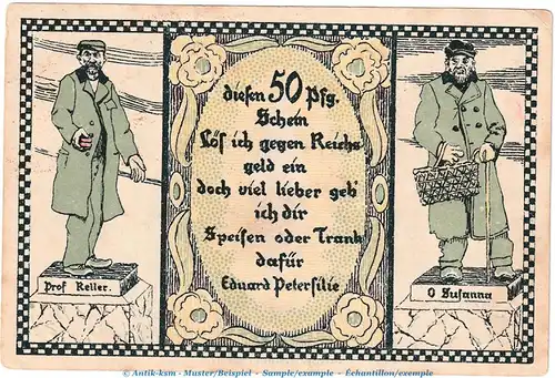 Notgeld Hotel Germania Osnabrück 1030.1 , 50 Pfennig Schein -C- in kfr. o.D. Niedersachsen Seriennotgeld