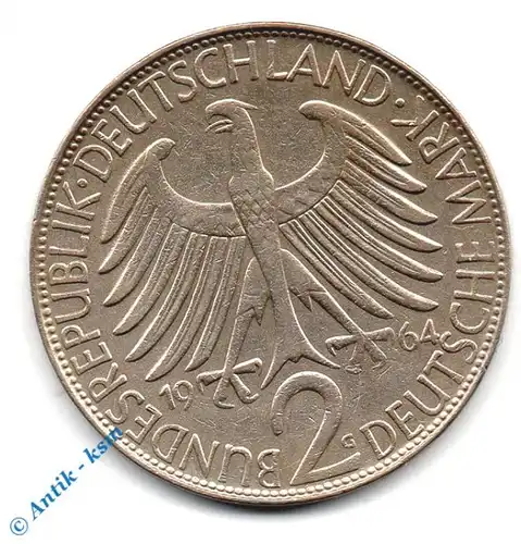 Kursmünze Deutschland , 2 Mark 1964 G , Max Planck , ss - vz , Jäger 392 , Bundesrepublik Deutschland