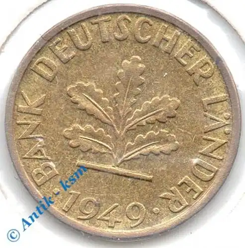 Kursmünze Deutschland , 5 Pfennig 1949 D , ss+ bis vz , Jäger 377 , Bank Deutscher Länder