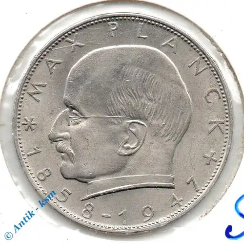 Kursmünze Deutschland , 2 Mark münze von 1958 D , Max Planck , vz+ bis stgl , Jäger 392 , Bundesrepublik Deutschland