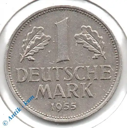 Kursmünze Deutschland , 1 Mark münze von 1955 J , ss+ bis vz , Jäger 385 , Bundesrepublik Deutschland