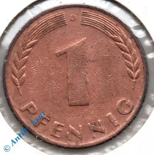 Kursmünze Deutschland , 1 Pfennig 1948 D , ss+ bis vz , Jäger 376 , Bank Deutscher Länder