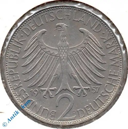 Kursmünze Deutschland , 2 Mark 1957 D , Max Planck , ss+ bis vz , Jäger 392 , Bundesrepublik Deutschland