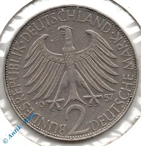 Kursmünze Deutschland , 2 Mark 1957 F , Max Planck , ss+ bis vz , Jäger 392 , Bundesrepublik Deutschland