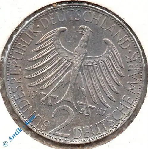 Kursmünze Deutschland , 2 Mark 1957 J , Max Planck , ss bis vz , Jäger 392 , Bundesrepublik Deutschland