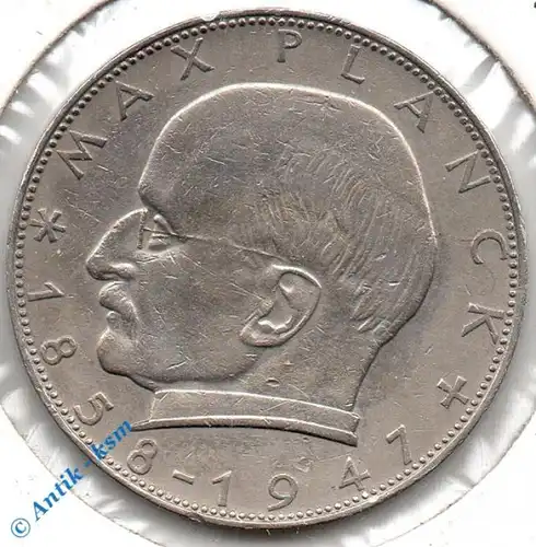 Kursmünze Deutschland , 2 Mark Münze von 1958 J , Max Planck , ss bis vz , Jäger 392 , Bundesrepublik Deutschland
