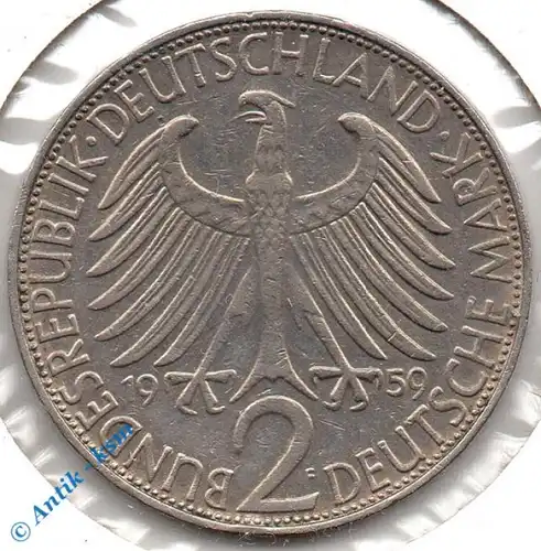 Kursmünze Deutschland , 2 Mark Münze von 1959 F , Max Planck , ss bis vz , Jäger 392 , Bundesrepublik Deutschland