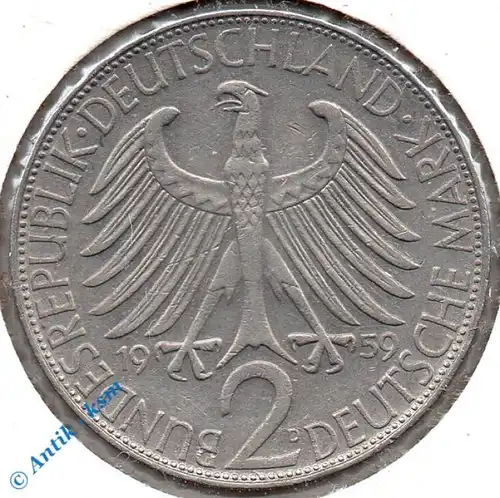 Kursmünze Deutschland , 2 Mark Münze von 1959 D , Max Planck , ss bis vz , Jäger 392 , Bundesrepublik Deutschland