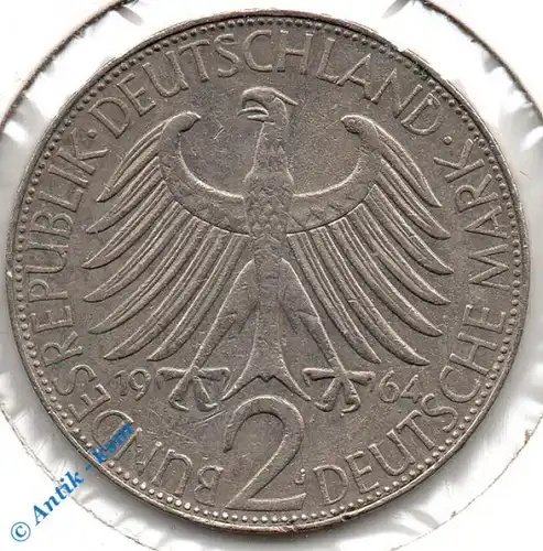 Kursmünze Deutschland , 2 Mark Münze von 1964 J , Max Planck , ss bis vz , Jäger 392 , Bundesrepublik Deutschland