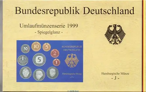 Kursmünzen Satz Deutschland , KMS von 1999 J , Spiegelglanz PP , Jäger 180 , Bundesrepublik Deutschland