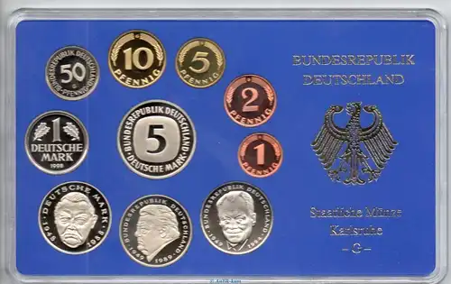 Kursmünzen Satz Deutschland , KMS von 1998 G , Spiegelglanz PP , Jäger 180 , Bundesrepublik Deutschland