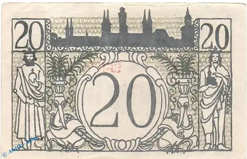 Notgeld Bamberg , 20 Mark Schein in gbr. E , Geiger 028.02.b , 1918 , Bayern Großnotgeld