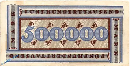 Banknote Nürnberg , 500.000 Mark Schein in gbr. Keller 3970.b , 11.08.1923 , Bayern Großnotgeld Inflation