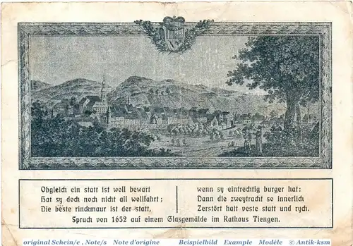 Banknote Tiengen , 1 Million Mark Schein in gbr. Keller 5170.b , 15.08.1923 , Baden Großnotgeld