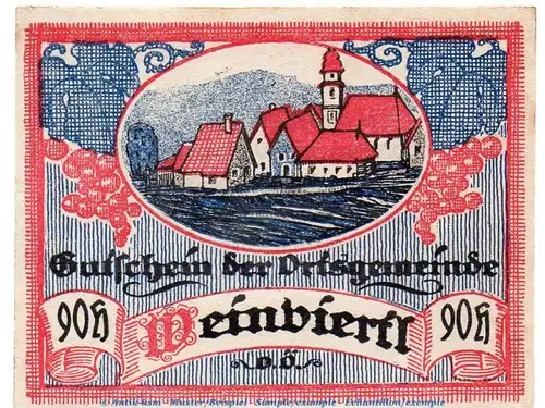 Notgeld Ort Weinviertl S.1110.II.b , 90 Heller Schein in kfr. o.D. Notgeld Oberösterreich