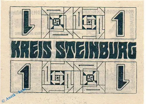 Banknote Steinburg , 1 Mark Schein in kfr. Geiger 508.01 , 12.11.1918 , Schleswig Holstein Großnotgeld