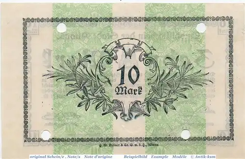 Banknote Altona , 10 Mark Schein in f-kfr.E , Geiger 012.06 , 02.11.1918 , Schleswig Holstein Großnotgeld