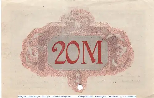 Banknote Altona , 20 Mark Schein in f-kfr.E , Geiger 012.10.a , 02.11.1918 , Schleswig Holstein Großnotgeld