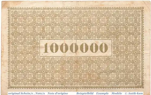 Banknote Aachen , 1 Million Mark Schein in gbr. Keller 1.d , 20.07.1923 , Rheinland Großnotgeld Inflation