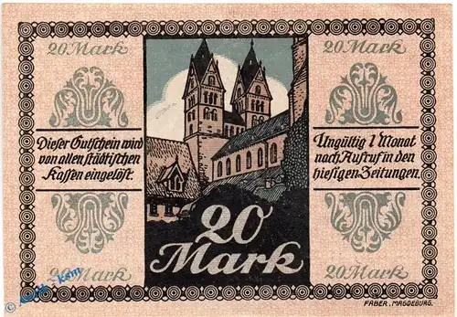 Banknote Halberstadt , 20 Mark Schein in in kfr. E , Geiger 209.03 , 01.12.1918 , Sachsen Großnotgeld