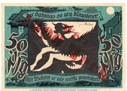Banknote Lichtenstein Callnberg , 1.000 Mark Überdruck Schein in kfr. Müller 2715.5 o.D. Sachsen Grossnotgeld
