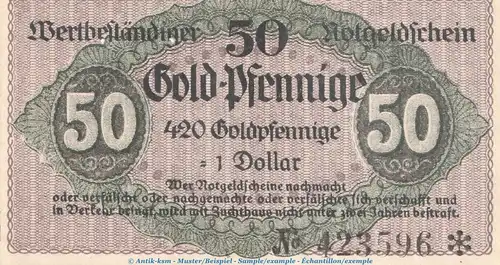 Notgeld Bezirksverband d. Amtsh. Werdau , 50 Goldpfennige in kfr. Müller 5065.4 von 1923 , Sachsen wertbeständiges Notgeld