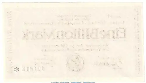 Notgeld Landkreise Crefeld u.w. 1 Billion Mark Schein in kfr. Keller 914.a von 1923 , Rheinland Inflation
