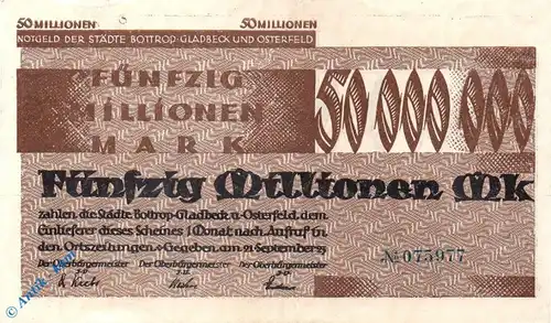 Notgeld Bottrop , 50 Millionen Mark Schein , Keller 544 g , von 1923 , Westfalen Großnotgeld