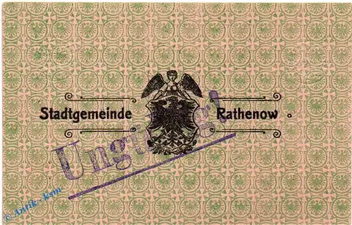 Banknote Rathenow , 5 Mark Schein in kfr. E , Geiger 437.01 , 12.11.1918 , Brandenburg Großnotgeld