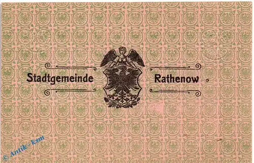 Banknote Rathenow , 5 Mark Schein in kfr. Geiger 437.01 , 12.11.1918 , Brandenburg Großnotgeld