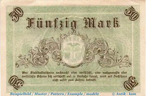 Vorlage GNG Banknote Fürstenwalde , 50 Mark Schein in kfr. Geiger 164.03 , 03.12.1918 , Brandenburg Großnotgeld