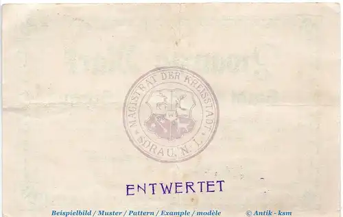Banknote Sorau , 20 Mark Schein in gbr. E , Geiger 502.03.b , 1918 , Brandenburg Großnotgeld
