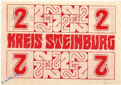 Banknote Steinburg , 2 Mark Schein in kfr. Geiger 508.02 , 12.11.1918 , Schleswig Holstein Großnotgeld
