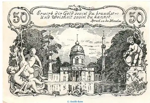 Banknote Stadt Schwetzingen , 50 Mark Schein in kfr. Müller 4215.2 von 1922 , Baden Großnotgeld