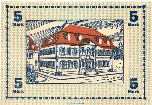 Banknote Stadt Worms , 5 Mark Schein in kfr. Geiger 570.01.a von 1918 , Hessen Großnotgeld