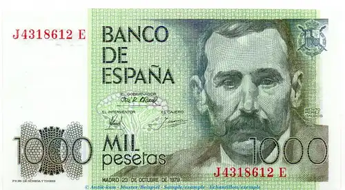 Banknote Spanien , 1.000 Pesetas Schein in kfr. P.158 , von 1979 , Banco de Espania