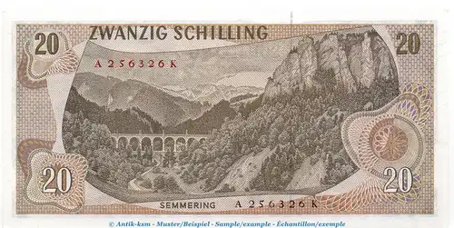 Banknote Österreich , 20 Schilling Schein in kfr. P.142 , von 1967 , Österreichische Nationalbank