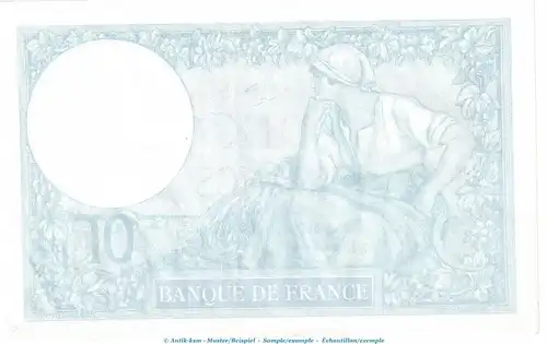 Banknote Frankreich , 10 Francs Schein in kfr. P.84 , von 1941 , Banque de France