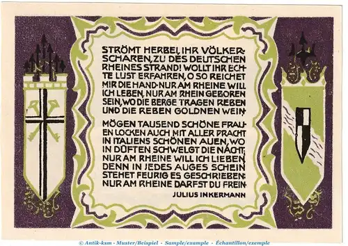 Notgeld Bank Königswinter 730.1 , 50 Pfennig Nr.5 --1502-- in kfr. von 1921 , Westfalen Seriennotgeld