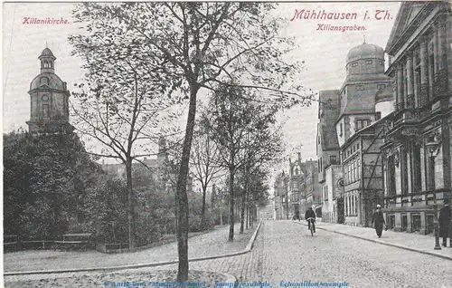 AK-PK der Stadt Mühlhausen i. Th. , Motiv Kiliansgraben, Kilianikirche  , nicht gel. Thüringen