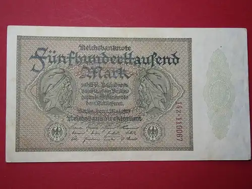 Banknote , 500.000 Mark Schein in gbr. DEU-99.g, Ros.87, P.88 , Weimarer Republik 1923 Inflation