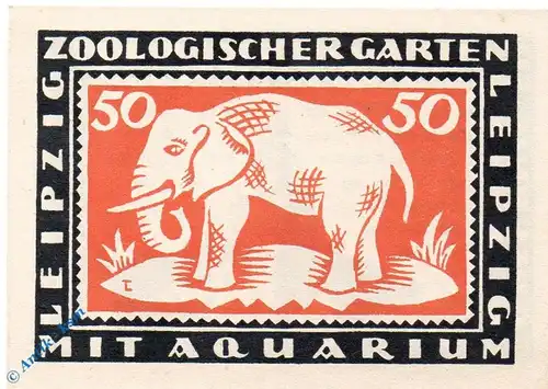 Notgeld Leipzig , Zoologischer Garten , 50 Pfennig Schein in kfr. Mehl Grabowski 787.1 , von 1921 , Sachsen Seriennotgeld
