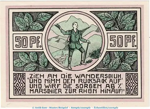 Dermbach Notgeld 264.3.b , 50 Pfennig Schein in kfr. von 1921 , Thüringen Seriennotgeld
